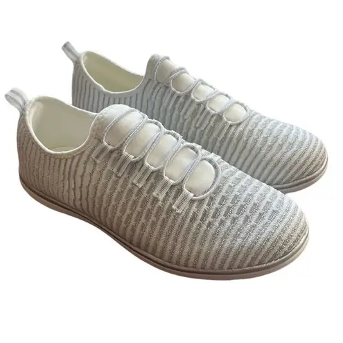 Comfortview Women's White Silver Metallic Slip On Casual Shoes