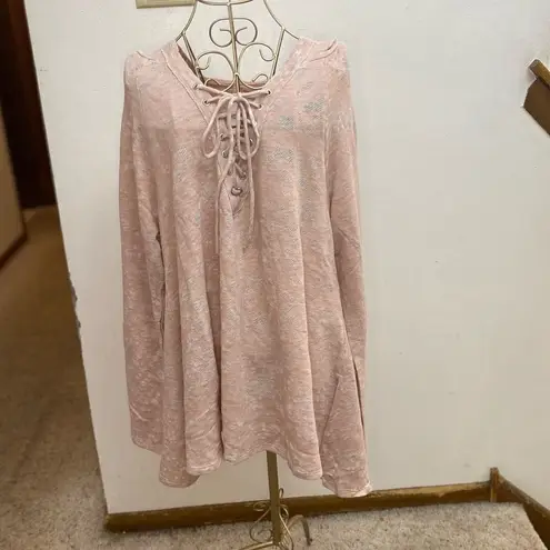 NWT Maronie x Revolve oversized lace up long sleeve pullover hoodie size M Pink Size M