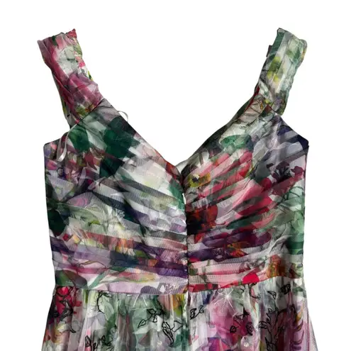 Marchesa Notte Floral Off Shoulder Appliqué 3D Formal Evening Gown Size 14 White