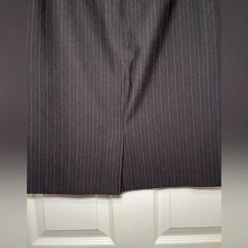 New York & Co. Size Medium Black & Red Pinstripe Pencil Skirt Slit Stretch