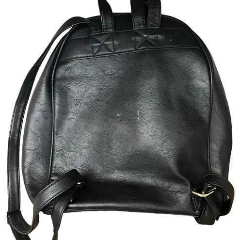 Big Buddha Backpack Purse Black Vegan Leather 9x11x5 Gold Hardware N85