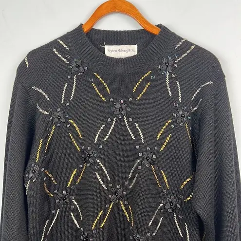 Norton Mcnaughton Vintage beaded floral mock-neck sweater size medium
