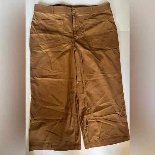 Ava & Viv women’s wide leg cropped trousers pants plus size 20 stretch brown NWT