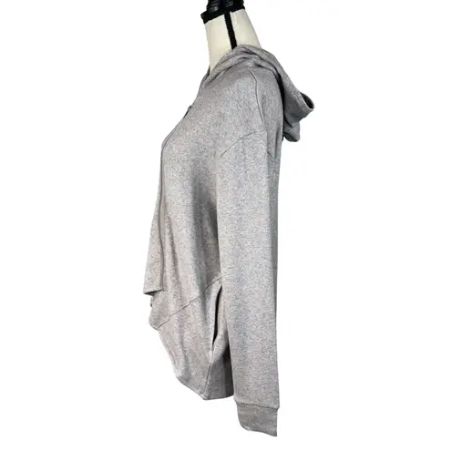 Betabrand Large Ava Asymmetric Hoodie Sweater Jacket Full-Zip Pocket Hi-Low Gray