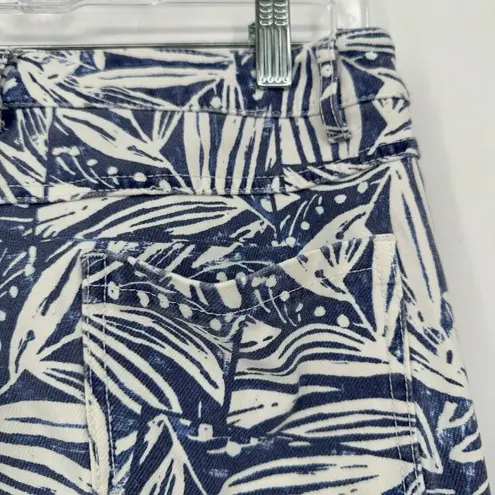 J. McLaughlin  Lexi Jean Mid Rise Slim Leg Blue White Leaf Print Women’s Size 6