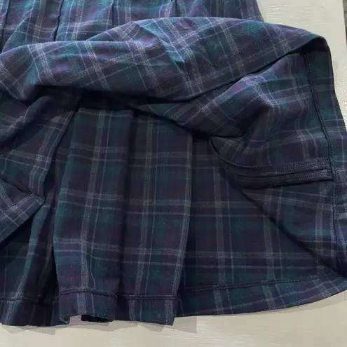 American Eagle New  Plaid Pleated Skirt Navy Blue Size 14