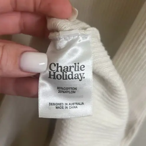 Charlie Holiday ✨ Deliah Ribbed Midi Ivory Sz 4 Dress Cloud✨