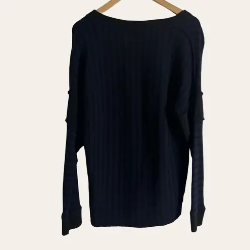 Maison Margiela Long Sleeve Navy Ribbed Oversized Crewneck Knit Sweater Size XS