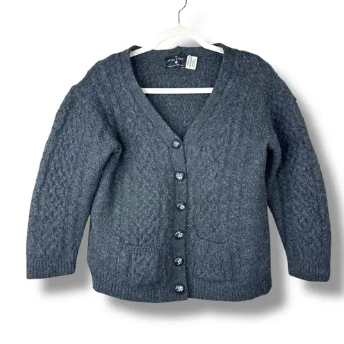 The Irish Store Aran Woollen Mills Charcoal Irish Cable Merino Wool Cardigan Gray Size L