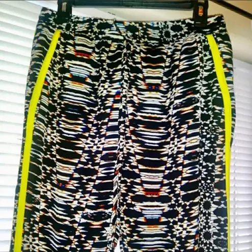 Ny Collection heathered black yellow side stripe lightweight athletic pants