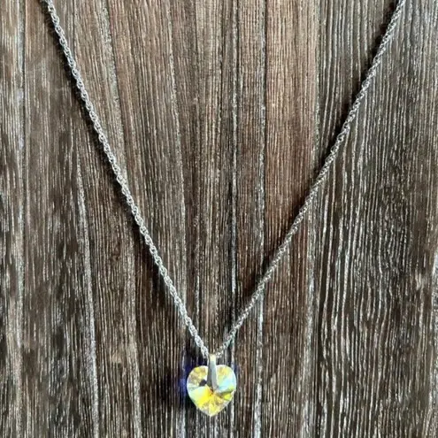 Swarovski Crystal AB Heart Pendant on Silver Chain Necklace