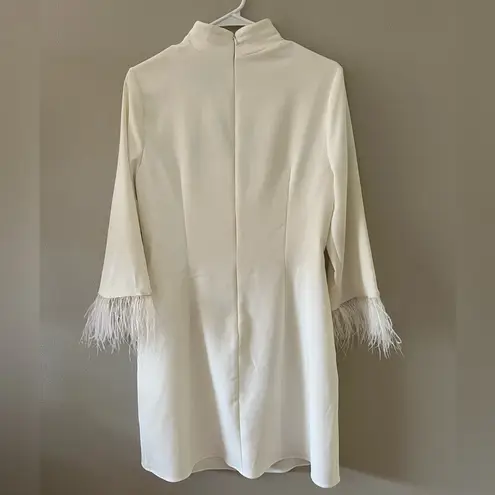 Aidan Mattox Aidan by Womens Mini Dress with Feather Trim