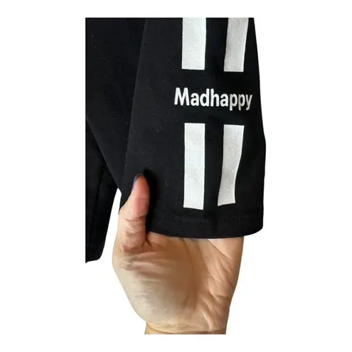 Madhappy Shorts Women XS Black White Cotton Stripes Logo Bike Shorts Athletic