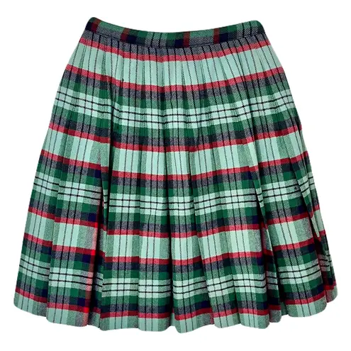 Vintage 70s Trimingham’s Bermuda Green Wool Plaid Wrap Kilt Skirt, Size XS