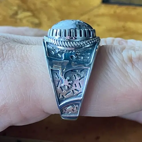 White Buffalo Turquoise Sterling Silver Ring Size 9