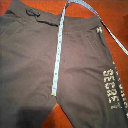 Victoria's Secret Wide Leg Lounge Sweatpants Raw hem Gray Sequin Logo Size S/P