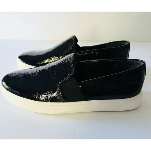 Vince  Blair 5 - Black Patent Crinkle Leather Loafer Slip On‎ Womens 7 7m