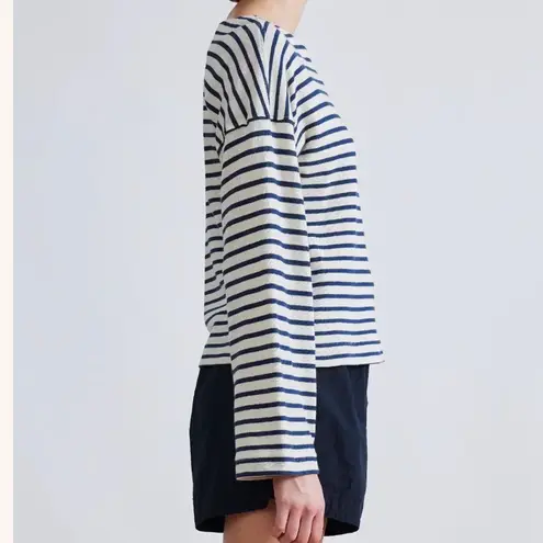 Apiece Apart Barca Long Sleeve Striped Shirt Navy Cream size Small $195