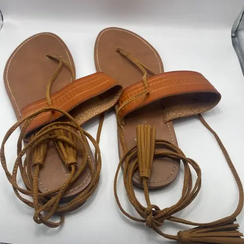 American Eagle  Outfitters AE Tan Ankle Tie Sandals