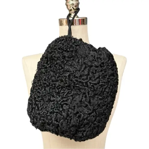 Vintage Persian Lamb Swing Coat Set with Matching Muff & Cap, Black, Medium Fit Black