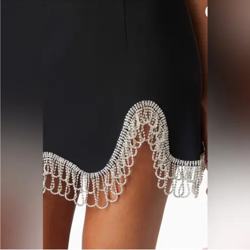 Elliatt Delia Crystal Embellished Asymmetric Strapless Black Dress