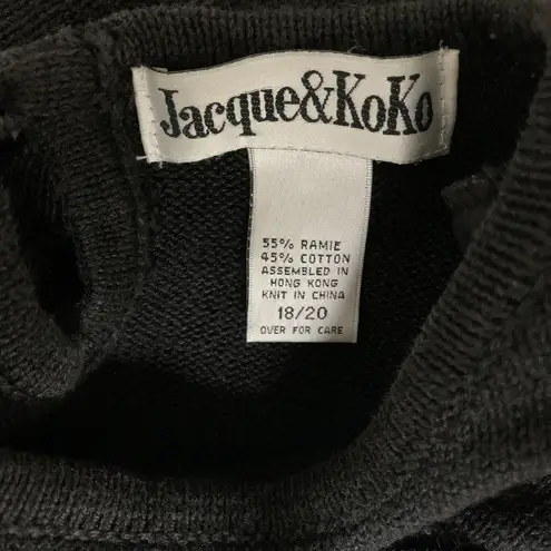 Vintage Jacque & Koko Size 18/20 Black Sequin Whimsical Party Pullover Sweater