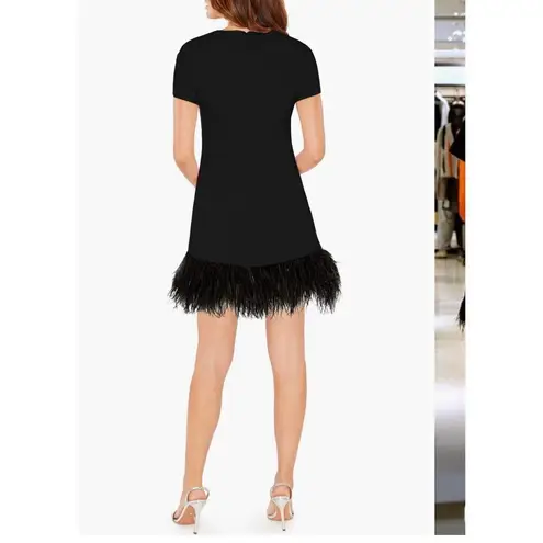 Likely Marullo feather trim black mini dress size 0 new with tags