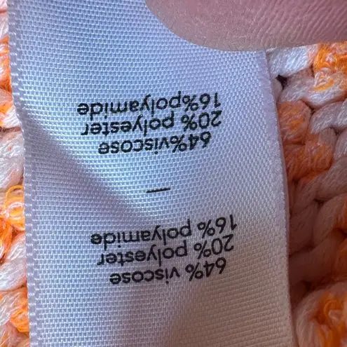 Elizabeth and James Knit Tank Top Sleeveless Orange White Open Back Size Large