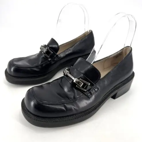 Unlisted Virginia Y2K Women's Silver Metal Bit Loafers Black Size 6 Goth Preppy