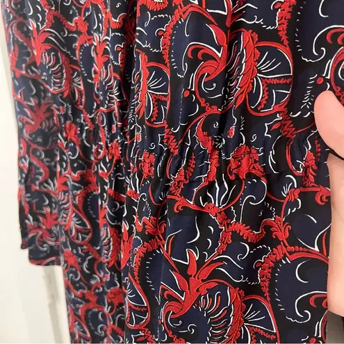 ALC Frank ALC Silk Long Sleeve Pattern Mini Dress Red Blue