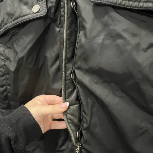 Nicole Benisti Black Brera Leather Trim Fur Accent Down Coat Size M $1,800 Size M