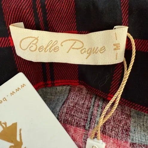 NWT Belle Poque Sleeveless Adjustable Halter Red Plaid Top M Size M