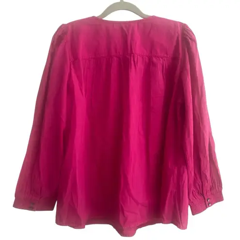 Ba&sh NWT REVOLVE X fushia pink ILO 3/4 sleeve embroidered blouse size XS