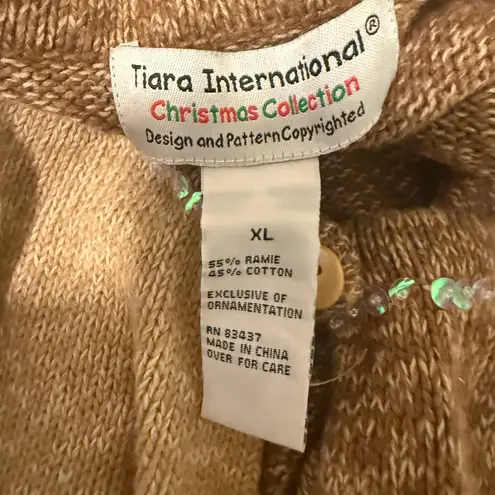 Tiara International Vintage Christmas Cardigan Sweater XL Snowman