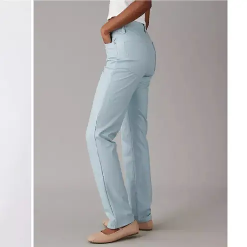 American Eagle NWOT AE Stretch Vegan Leather Super High-Waisted Straight Pant Light Blue