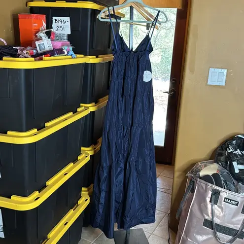 STAUD NWT Ripley Tiered Maxi Dress Navy Blue Size XS