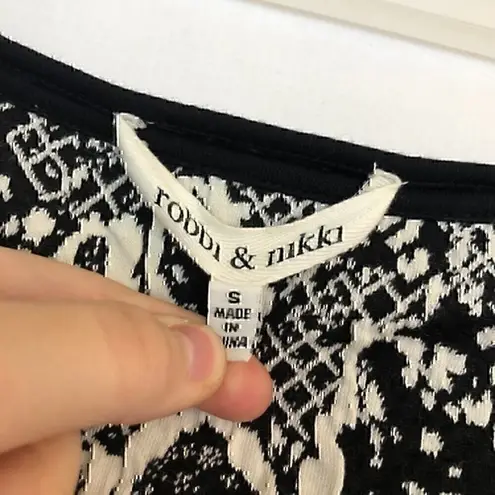 ROBBI NIKKI Mixed Print Jacquard Fit Flare Skirt Black Cream Ivory Floral Mini S