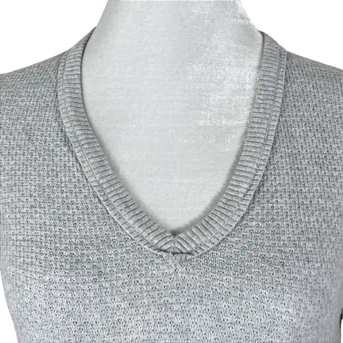 Nic+Zoe Vital Waffle V-Neck Layered Top in Gray Size Small