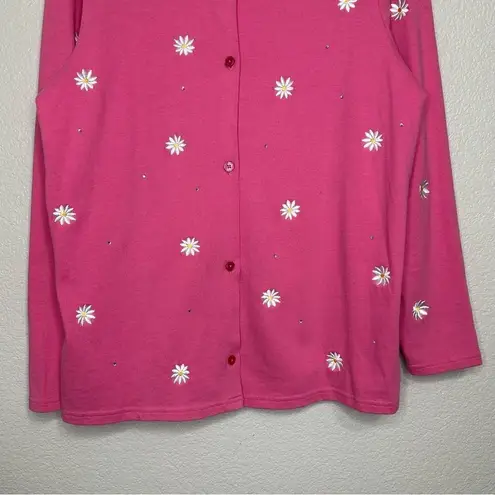 Quacker Factory Pink Embroidered Floral Cardigan