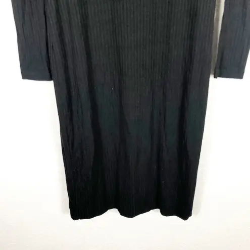 ALC Frank A.L.C. Dafne Midi Dress Size XS Black Ribbed Puff Knit Bodycon Quiet Luxury Emo