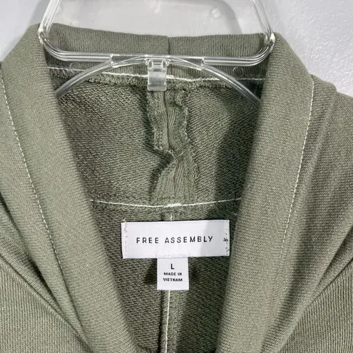 Free Assembly Knit Funnel Neck Sage Green Pullover Sweatshirt Patch Pocket L