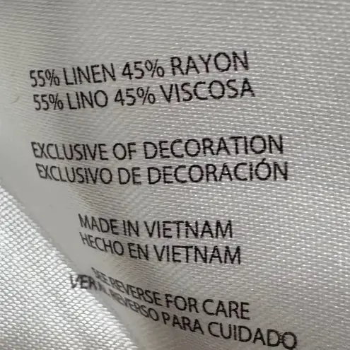 Orvis Women Button Front Shirt L White Linen Blend Coastal Beachy Preppy Resort