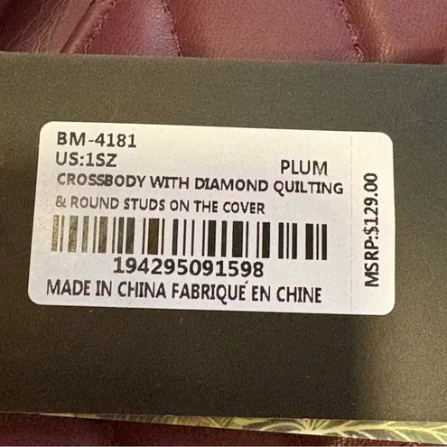 Badgley Mischka Purple Crossbody Bag with Gold Hardware and Quilted Design