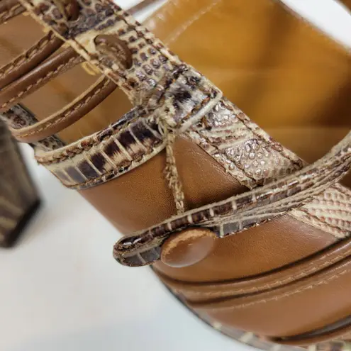 Isabella Fiore Womens Shoes Size 6.5 Brown Leather Snakeskin Embossed Strappy