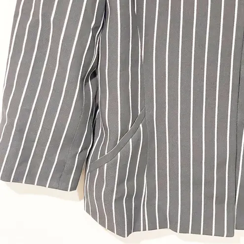 Armani Collezioni  Size Small Grey White Pin Stripe Hidden Button Blazer Jacket - Image 2