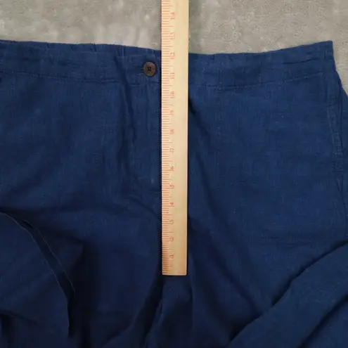 J. Jill Love Linen Blue Wide Leg Cropped Pants Women's Large NWT Beach Boho