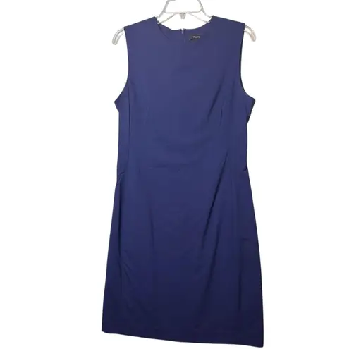 Theory  Dress Womens 10 Blue Sleeveless Sheath E Gano Wool Blend Office Career