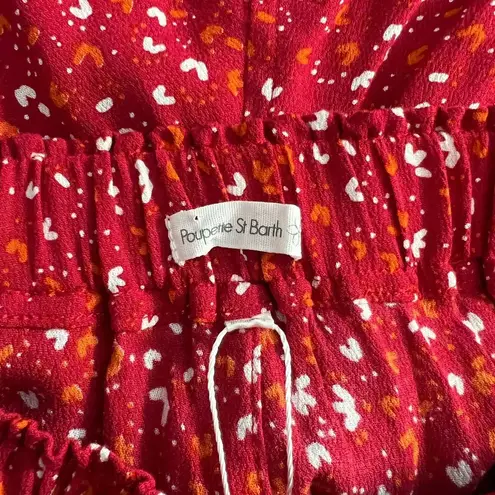 Poupette St Barth Red Sky Rayon Georgette Foe Printed Pants Size US XS