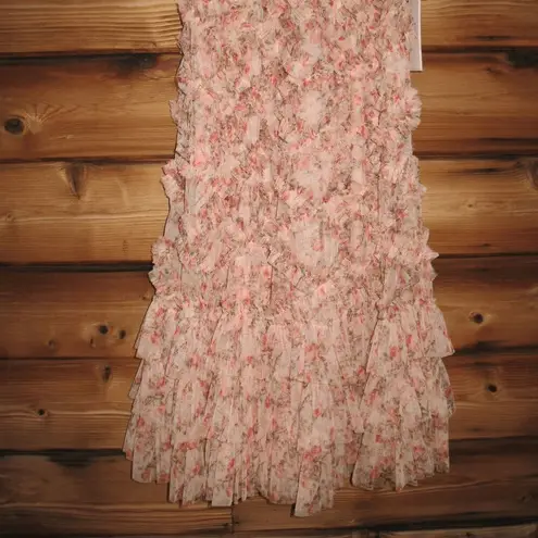 Mac Duggal NWT 8060 Ruffle Tiered Short Sleeve A Line Dress Beige 2