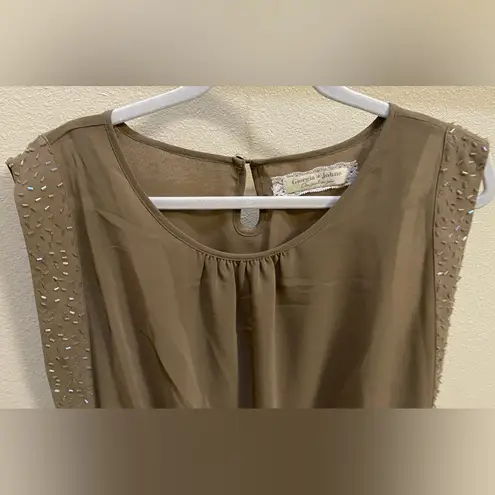 Giorgia & Johns embroidered Pencil Tight Sleeveless Dress Women's Sz Large Brown